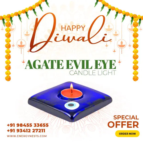 Agate Evil Eye Candle Light