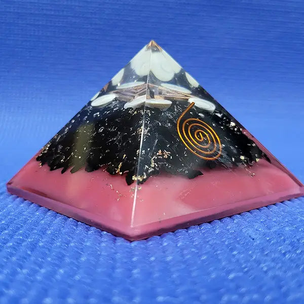 Gomathi Chakra Black Tourmaline With Rose Quartz Pyramid