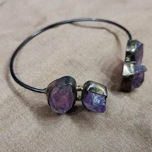 Raw Amethyst Gold Bracelets