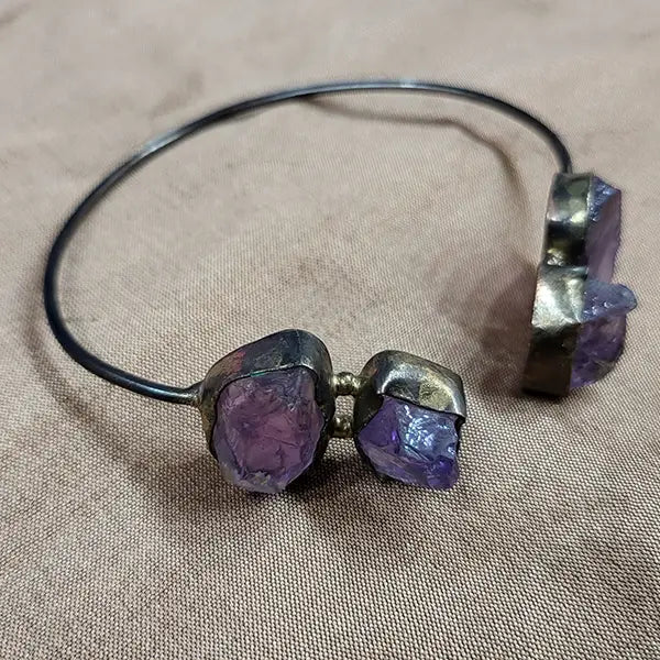 Raw Amethyst Gold Bracelets